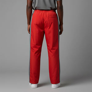 Pantalon décontracté pour homme personnalisé, taille élastique rouge, avec bande latérale, séchage rapide, léger, en polyester, pour l'été - Product Image 2