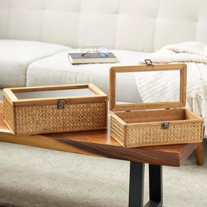 Luxury Rattan Storage <b>Box</b> with Lid Wicker Organizer Basket for Premium Gift <b>Box</b> Packaging Display Bedroom Closet Storage - Product Image 5