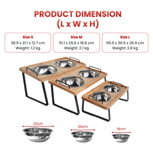 Comederos Elevados para Perros de Acero Inoxidable, Comederos Elevados para Gatos con Soporte de Madera, Comedero para Perros, Tazón para Comida de Mascotas, Accesorios para Mascotas - Product Image 1