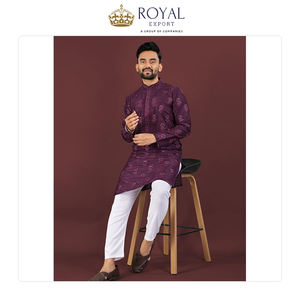 Suministro Directo de Fábrica, Venta Caliente, Colección Masculina de Estilo Tradicional, Kurta de Seda Banglory con Estampado y Pijama de Algodón - Product Image 2