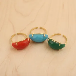 Anillo de Moda con Piedras Preciosas Chapado en Oro de 18k, Diseño de Luna Minimalista y Elegante para Mujer, Joyería al por Mayor - Product Image 6