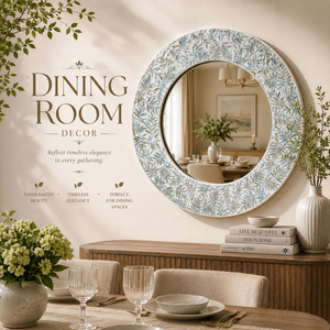 Miroir mural de luxe en bois traditionnel fait main, écologique, durable, avec incrustation de nacre, pour la décoration de la maison et des hôtels - Product Image 2