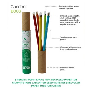 5PC Plantable <b>Seed</b> Pencil Set Recycled <b>Paper</b> Pencils with Gold <b>Seed</b> Capsules Sustainable Eco Stationery for Gift Office - Product Image 3