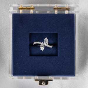 แหวนเพชรทรงมาร์คีส์ประดับมอยส์ซาไนต์ระยิบระยับ สำหรับผู้หญิง เงินแท้ 925 ของแท้ ของขวัญแทนคำมั่นสัญญา "คุณและฉัน" สำหรับคู่รัก - Product Image 5