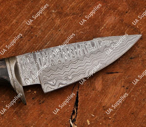 Couteau de chasse et de camping à lame fixe en acier Damas, personnalisable, support OEM/ODM, vente en gros, manche en bois Pakka, faible MOQ, offre spéciale - Product Image 3