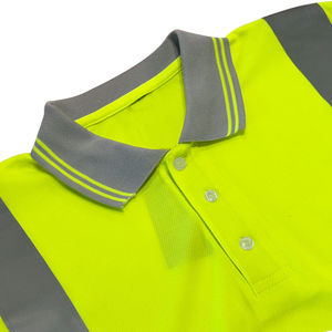 เสื้อโปโลแขนสั้นผ้าฝ้ายสีเขียวนีออนกันลม พร้อมแถบสะท้อนแสง ได้รับการรับรองมาตรฐาน AS/NZS ชุดทำงานแบบมองเห็นได้ชัดเจนสำหรับทุกเพศ - Product Image 4