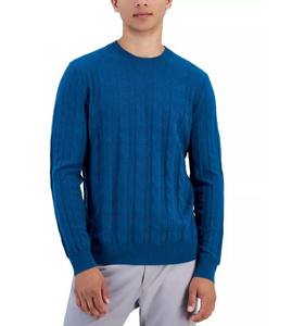 Suéter de punto sólido de alta calidad 7GG para hombre, de algodón, antiencogimiento, con logo frontal personalizable, para invierno. - Product Image 1