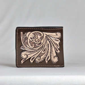 Cartera de Cuero Genuino de Diseño Premium con Grabado de Ases, Estilo Vintage, Cierre Plegable, para Uso Diario, Cartera Corta - Product Image 3