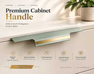 Tirador de Gabinete KELLTON Premium, Diseño Moderno Metálico, Detalle Dorado, Acabado Elegante, Agarre Duradero, Herraje de Cocina, Modelo NR-SH-1008 - Product Image 1