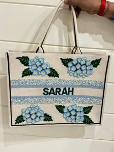 Bolso de mano bohemio para mujer Bolso bohemio grande con asas de bambú, parte superior abierta y detalles de cuentas de perlas - Product Image 4