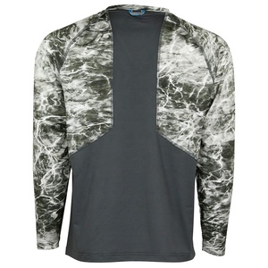 Men's Long Sleeve Hunting Shirt Blue Water Print Moisture-Wicking Polyester Summer Outdoor Top - Product Image 4