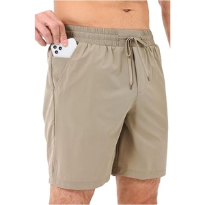Men's Quick Dry Breathable 100% Cotton Bermuda Shorts <b>Elastic</b> Waist Side Pockets Solid Color Casual Style OEM Service - Product Image 1