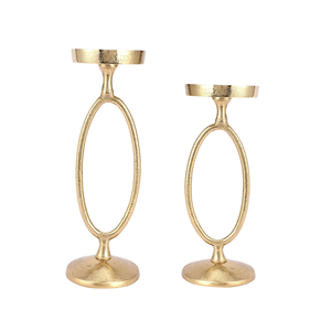 Nouveau porte-bougie en métal finition or pour la décoration de la maison, support de bougie en aluminium coulé, fait main, personnalisé, lot de 2 - Product Image 1