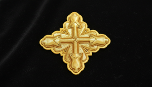 Golden Embroidered Cross Patch <b>Sew</b>-On Badge Classical Style Fabric Applique for Garment - Product Image 3