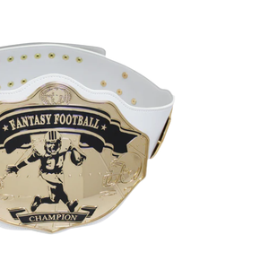 Ceinture de Champion de Fantasy Football Personnalisable en Cuir Blanc avec Plaque Dorée pour les Vainqueurs et les Collectionneurs - Product Image 4