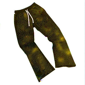 Pantalones de chándal acampanados 2026 para hombre, personalizados con pedrería, estilo urbano, vintage, de felpa francesa, jogger - Product Image 1