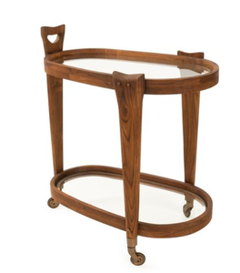 Carrito de Té Moderno de Madera con Ruedas, Carrito de Bebidas con Estante de Vidrio, Soporte para Bebidas para Sala de Estar u Hotel - Product Image 5