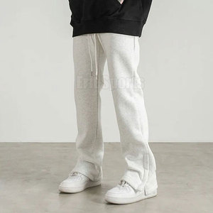 Modern Men's Flare <b>Trouser</b> with <b>Elastic</b> <b>Waist</b> Mid Rise Casual Fit Premium Stitching Soft Fabric OEM Service for Street Wear - Product Image 3