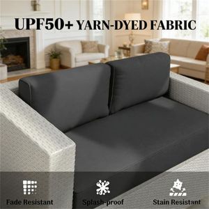 Cuscino Nero Spesso per Mobili da Terrazzo, Cuscino per Divano da Esterno (Solo Cuscino) - Product Image 3