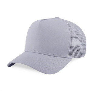 Wholesale Light Grey Trucker Hat Mesh Back Adjustable Snapback <b>Cap</b> Minimal <b>Plain</b> Front Custom Logo Summer Breathable Casual <b>Cap</b> - Product Image 1