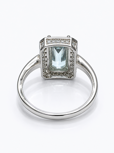 <b>Aquamarine</b> and Diamond <b>Ring</b> in 92.5 Sterling Silver KLSR-12103 - Product Image 3
