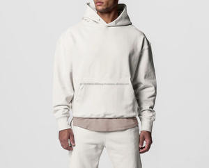 Sudadera informal de manga larga, chándal personalizado, conjunto esencial de algodón con capucha para hombre, pantalones de chándal y sudaderas con capucha, conjunto de chándales en blanco - Product Image 3