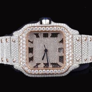 Reloj de Lujo con Diamantes Moissanite VVS Fabricado en Fábrica, Relojes Totalmente Cubiertos de Diamantes, Esfera Inteligente, Movimiento de Cuarzo Ultra-Band, Estilo Hip Hop - Product Image 1