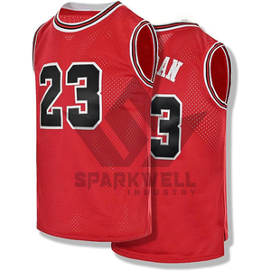Camiseta de Baloncesto Roja de Malla para Hombre, Sin Mangas, Número 23, Impresión Sublimada, Transpirable, de Poliéster, Ropa Deportiva para Adultos, Corte Regular - Product Image 2