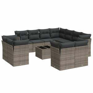 <b>Garden</b> Sofa Set Outdoor <b>Rattan</b> Cushioned Contemporary Design Gray Color - Product Image 4