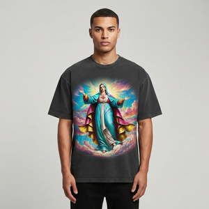 Camiseta con diseño gráfico personalizado de oración, cuello redondo, 100% algodón jersey, tela transpirable, manga corta, para uso unisex. - Product Image 5