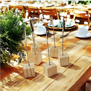 Wood And Metal Place Numbers <b>Card</b> Holder Display Menu <b>Card</b> Wedding Restaurant <b>Table</b> Number <b>Card</b> Holder for Wedding - Product Image 1