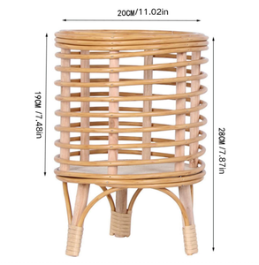 Vietnam Manufacturer Retro Style Rattan Floor Storage <b>Pots</b> Handles Handwoven Eco-Friendly - Product Image 4