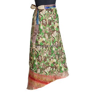 Nuevo Pareo Floral de Seda Vintage Sexy Reversible de Doble Capa, Envoltura Mágica Reversible, Faldas Largas Indias de Talla Grande - Product Image 2