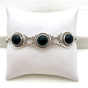 Bracelet ajustable en onyx noir, bijoux en pierres précieuses faits à la main, cadeau élégant pour femmes, fournisseur en gros - Product Image 1