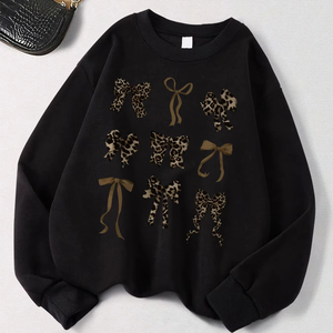 เสื้อฮู้ดผ้าฟลีซพิมพ์ลายแนวฮิปฮอปสำหรับผู้หญิงใส่ในฤดูใบไม้ร่วงแนวสตรีทฮิปฮอปแบบสวมหัวมีโบว์ด้านหน้า - Product Image 6