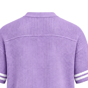 เสื้อเจอร์ซีย์กีฬาคอวีถักลายทางสีลาเวนเดอร์ แขนสั้น ระบายอากาศได้ดี ทรงโอเวอร์ไซส์ สไตล์ลำลอง สำหรับทีมกีฬา  สามารถสั่งทำได้ - Product Image 4