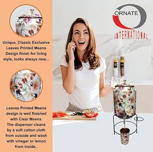 Distributeur d'eau en cuivre à motif floral avec tasses et couvercle assortis pour usage domestique - Product Image 3