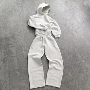 Conjunto Deportivo Unisex de Color Sólido con Capucha, Sudadera de Manga Larga Informal, Pantalones de Algodón con Bolsillos Laterales, Corte Regular - Product Image 2