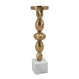 Porte-bougie décoratif en aluminium doré de luxe avec base en marbre, support à bougie moderne design, élégant, fait main, contemporain et tendance - Product Image 1