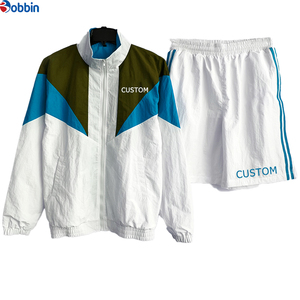 Nylon Windbreaker Tracksuits Plain Color Training Streetwear Short <b>Set</b> Men's Custom Breathable Plus Size 4XL Loose Fit Patchwork - Product Image 6