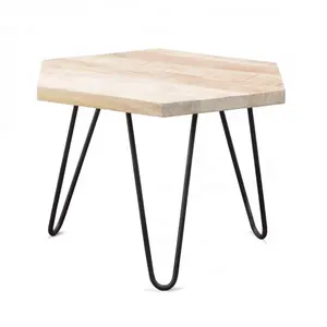 Mesa de centro de madera con mango hexagonal, estilo industrial Vintage