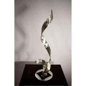 Sculpture d'art métallique minimaliste en gros, figurine abstraite en ruban torsadé, décoration de luxe pour intérieur, décoration de bureau sur pied - Product Image 1