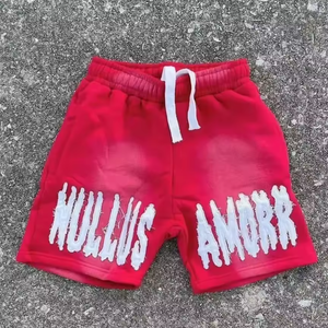 Nouveauté 2026 : Short de mode homme style urbain, coupe solide, avec logo brodé personnalisé effet vieilli, en tissu épais délavé soleil - Product Image 3