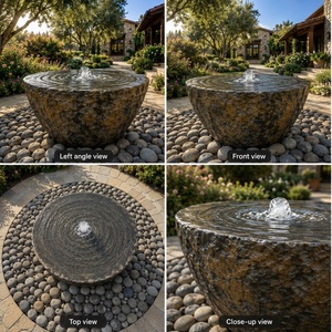 Fontaine en pierre de basalte naturel sur mesure avec un design moderne pour une utilisation en extérieur - Product Image 2