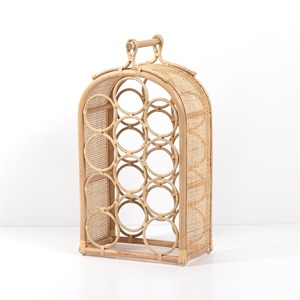 <b>Modern</b> Luxury <b>Wine</b> Bottle Storage <b>Racks</b> Wholesale Natural 3 Tier Round Rattan Display <b>Rack</b> for Glass Bottles - Product Image 5