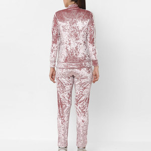 Conjunto Deportivo de Terciopelo de Alta Calidad para Mujer, Suave y Transpirable, con Sudadera con Cierre y Pantalones, 2 Piezas - Product Image 3