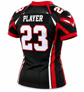 Factory Direct Men's American <b>Football</b> Jersey <b>Black</b> Red <b>White</b> Sublimated V-Neck Short Sleeve Fitted Breathable Mesh OEM - Product Image 4