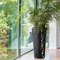 Ventes en gros de pots de fleurs décoratifs en métal personnalisés, grands pots noirs pour jardin et maison, durables et écologiques