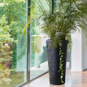 Ventes en gros de pots de fleurs décoratifs en métal personnalisés, grands pots de plantes en métal noir pour jardin - Product Image 2