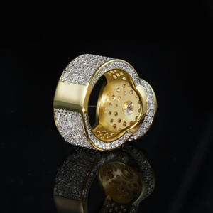 Anillo de Compromiso y Boda de Plata de Ley 925 con Diamantes de Moissanita, Anillo de Diseño Iced Out, Joyería Hip Hop Chapada en Rodio para Hombre - Product Image 4
